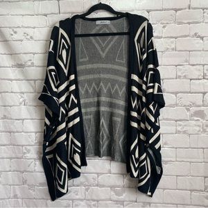 MILLECO Black/Beige Poncho Style Open Sweater Size M